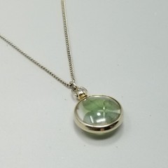 Vintage Four Leaf Clover Bubble Charm Pendant Necklace 18 Inch Chain Good Luck