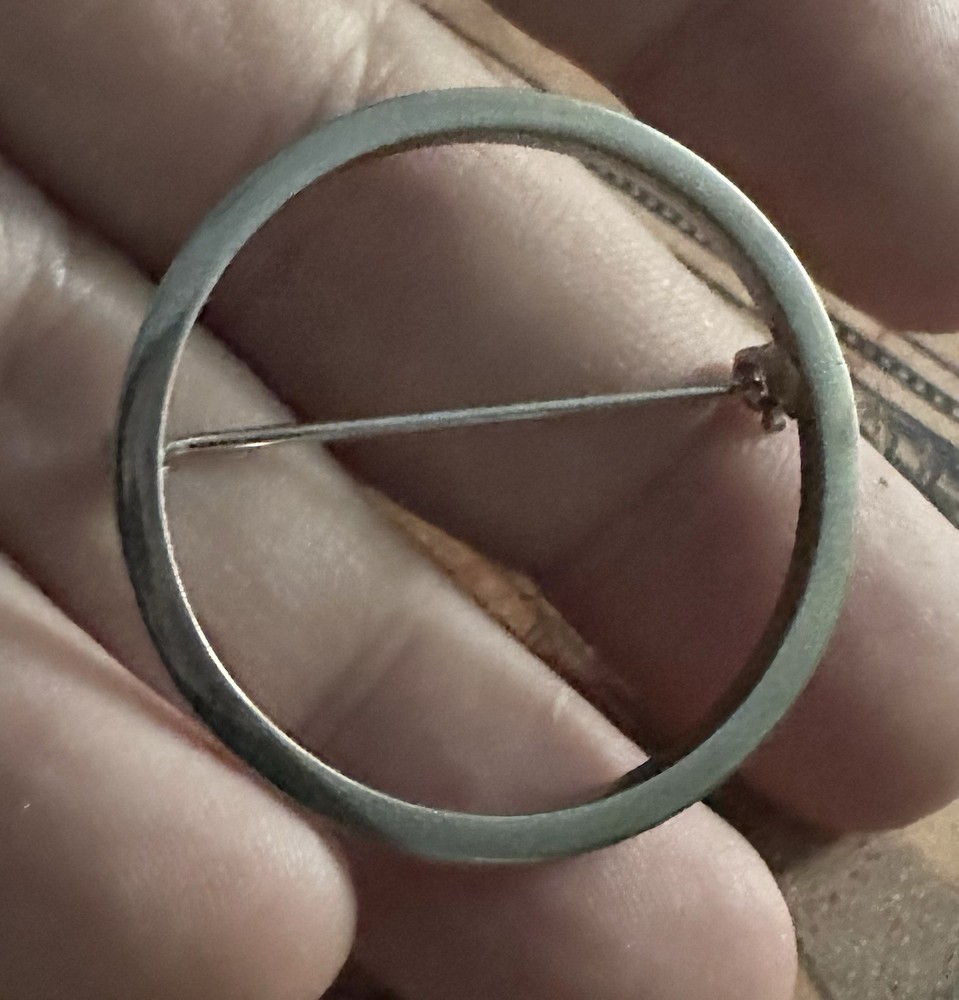 Sterling Brooch Pin Vintage Circle Modernist Mid Century Men/Women