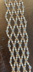 Vintage Multi Strand Faux Pearl Beaded Sash Belt Gold Tone Clear Crystal 30″
