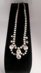 Vintage Prong set Rhinestone Glamorous Bib Statement Necklace 15 in