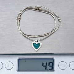 Vintage Sterling Silver 925 Turquoise Heart Necklace 16.5″
