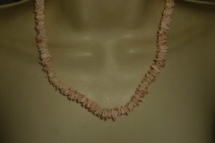 PALE PINK PUKA SHELL BEADS 9″L BOHO NECKLACE #195B