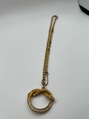 Vintage Gold Tone Rope Knot Pendant Necklace