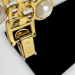 Vintage Avon White Faux Pearl Gold Tone Bracelet Wide