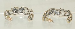 Vtg WM Co. Wheeler Western Two Tone Sterling Silver 12K Gold Hoop Earrings