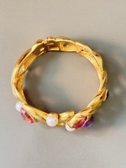 Vintage Signed MARVELLA Bracelet, Brooch Earring Set, Pink Lavender Faux Pearl