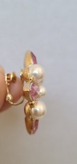 Vintage 1970-80’s NAPIER Gold Plated Faux Pearl Pink Flower Earrings – Estate
