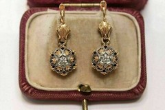 Art Deco Style Round Lab Created Diamond 14K Yellow Gold FN Drop/Dangle Earrings
