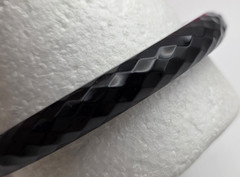 Vintage Black Faceted Lucite Bangle Bracelet Textured Carved Retro 8.5 In