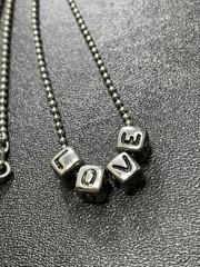 THE LIMITED Signed VTG 16” LOVE Block Beaded Charm Silver Tone Chain Necklace