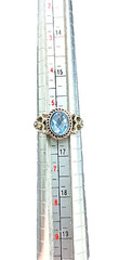 Vintage Lt Blue Faceted Crystal Gem Silver Tone Cocktail Ring Costume Size 5.5