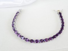 Vintage Sterling Silver 925 Heated African Amethyst Tennis Bracelet 7.5″