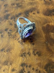 markasite and amethyst sterling silver ring siz 5.5