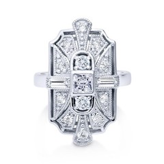 Art Deco Milgrain Ring intricate Vintage Style Statement Design Ring Moissanite