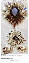 JULIANA D&E BOOK PIECE Ref #3838 Gold Tone Ball Pear Rhinestone Vintage Brooch