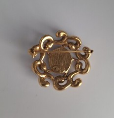 Vintage Goldette Brooch Pin Gold Alloy Turquoise & Garnet Faux Gemstones 1960s