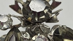 Vintage Beau Jewels Silver Tone Smoky & Clear Rhinestone Clip-On Earrings