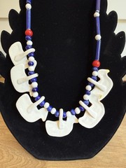 Vintage Ruby Z Bean Finneran Ceramic Duck Necklace Parrot Pearls Flying Colors
