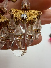 Vintage Earrings Clip On Miriam Haskell Chandelier Glass Missing Bead