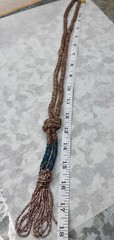 Antique 1920s 1930s Bead Rope Lariat Necklace Art Deco Bronze Teal Glass