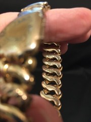 VTG LA MODE “Precious Metal” WWII SWEETHEART EXPANSION STRETCH LOCKET BRACELET