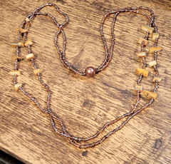 70s Vintage Double Strand Mother of Pearl Chunky Necklace
