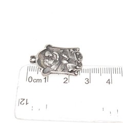 925 Sterling Silver Antique Art Deco Saint Anthony Oxidized Charm Pendant