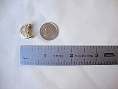 VINTAGE 1980s CHUNKY WHITE TOPAZ CRESCENT MOON STERLING SILVER 925 SLIDE PENDANT