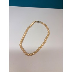 Vintage Faux Pearl Choker Necklace Cream Graduated Beads Gold Tone Clasp 15 In