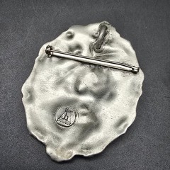 Art Nouveau Pewter Victorian Woman Brooch Silver Plated
