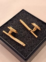 Antique Edwardian PAIR Cufflink Stud Button Onyx 14 K Gold