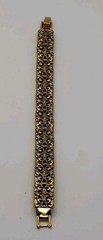 Vintage Gold Tone Filagree Link Open Work Slide Over Woven 7″ Mesh Bracelet Gift