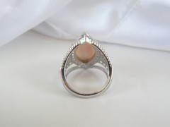 Large Sterling Silver 925 Pink MOP White Topaz Statement Ring Size 7