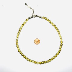 Vintage Faceted Glass Crystal Yellow Transparent Adjustable Bead Necklace