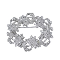 Marcasite Flower Wreath Brooch | Vintage Sterling Silver 925