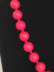 Vintage Joan’s Collectables Signed Necklace Round Red Acrylic Resin Beads Retro