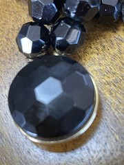 Vintage Black Faceted Glass Bead Necklace & Bracelet. MC. 150g
