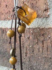 VTG Genuine Amber Chunk Necklace & Bracelet Fossilized Bug Debris Unique Beaded