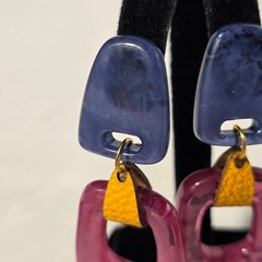 Colorful Acrylic Statement Drop Earrings Multicolored Geometric Shapes