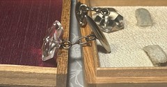 Vintage Rock Crystal Cufflinks “Hexagon” W/Original Wooden Box/unmarked/silver