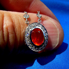 Original EARTH MINED Precious Fire OPAL Deco DIAMOND Station Necklaces 14K GOLD