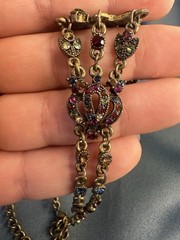 Vintage VCLM Signed Statement Necklace Victorian Revival Multi-Color Rhinestone