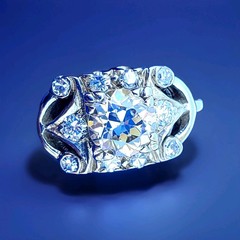 Original EARTH MINED DIAMOND Deco Engagement Ring Solid 14K WHITE GOLD SOLITAIRE