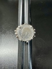 Antique 1918 George V Silver Three Pence Coin Sterling Silver 925 Ring SZ 6