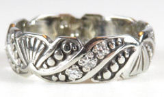 Antique Art Deco Diamond Wedding Eternity Band 14KW Ring Size 4 UK-H 5.24MM Wide