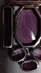Purple Glass Octagonal Brooch with Purple Glass Stone and Bezel Setting