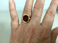 VTG/Antique Art Deco gold filled?rolled?red glass signet ring size 5.25 unsigned