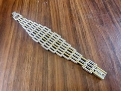 Vintage Taxco 925 Silver With Brass Accents Bracelet, Size 7.75, 72 Grams.