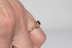 Vintage Circa 1980s 18k Gold Natural Diamond And Oval Cut Sapphire Ring
