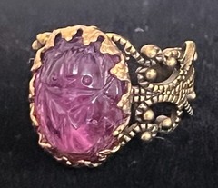 Scarab Ring Egyptian Beetle Antique Czech Glass Egyptian Revival Jewelry